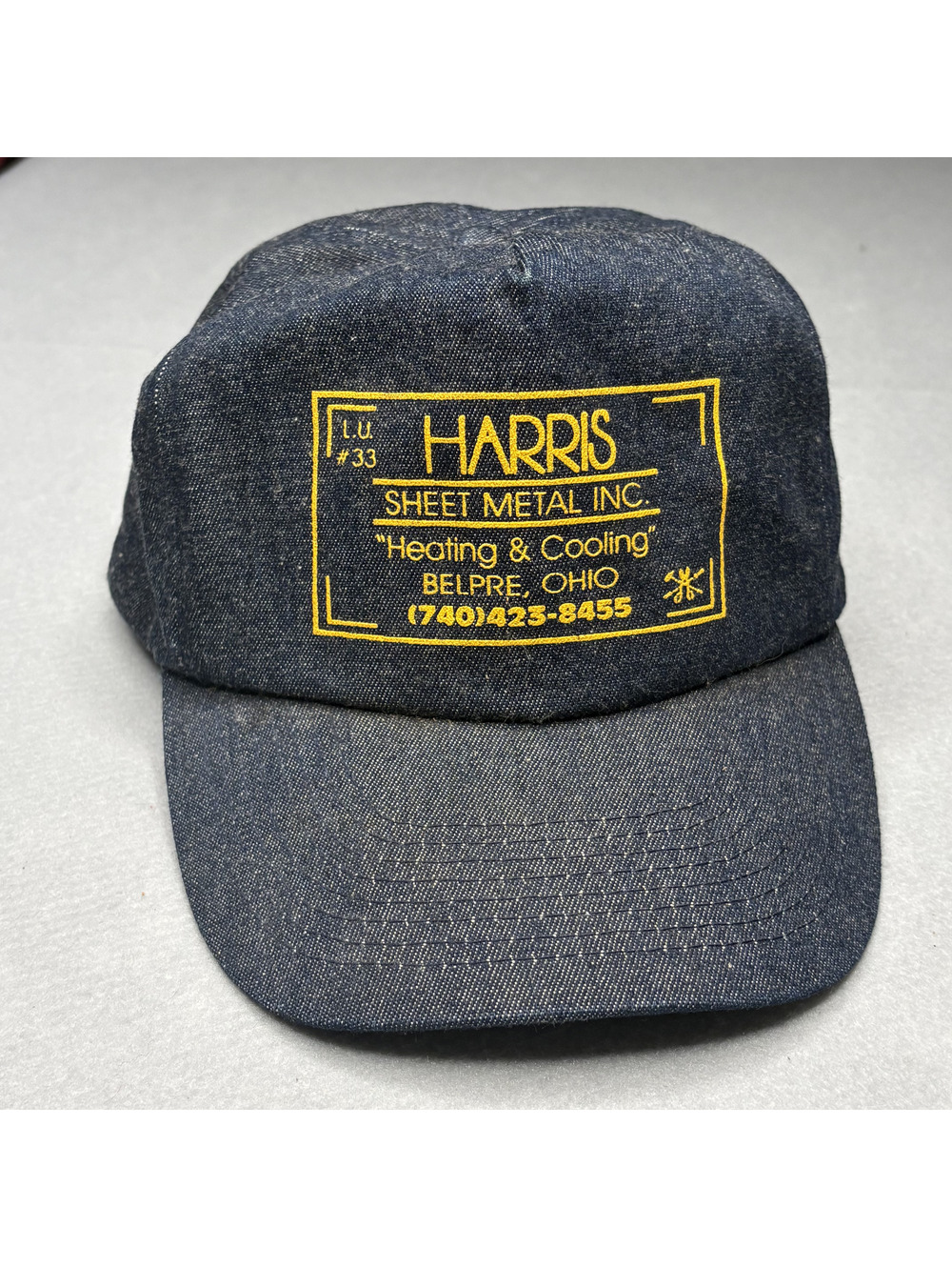 Vintage Harris Sheet Metal Inc. Denim Snapback Cap Hat